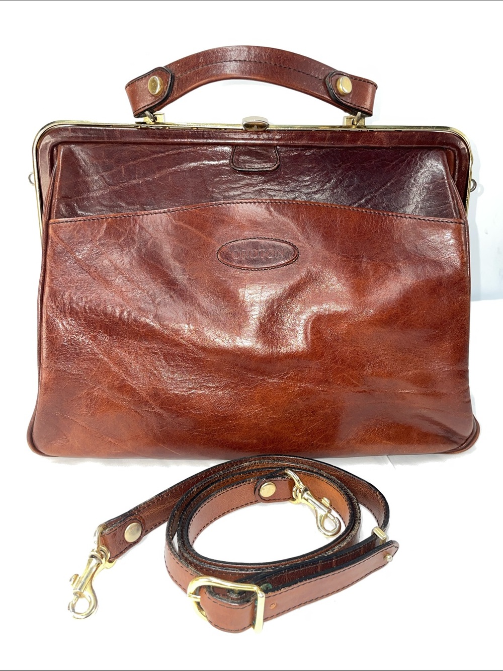 OROTON AUSTRALIA GENUINE LEATHER CHESTNUT SATCHEL FTL-05-005